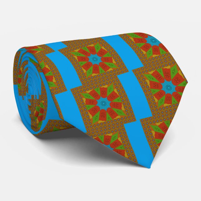 Kaleidoscope Bloom A Vibrant African Print Color   Tie (Rolled)