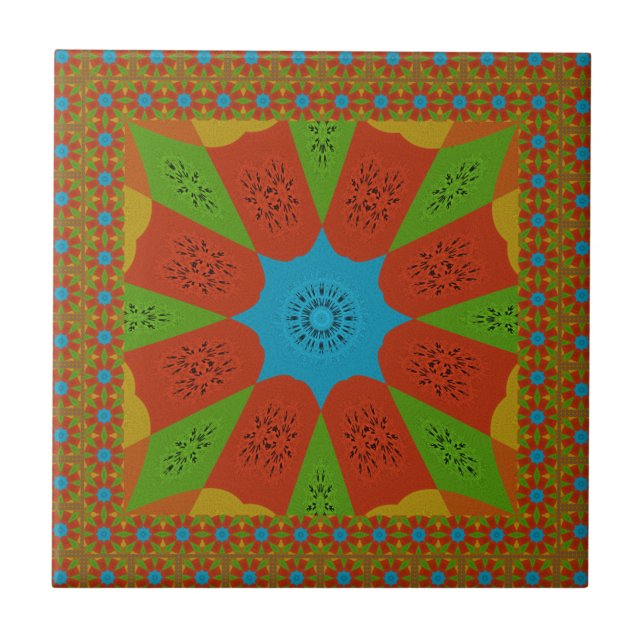Kaleidoscope Bloom A Vibrant African Print Color   Tile (Front)