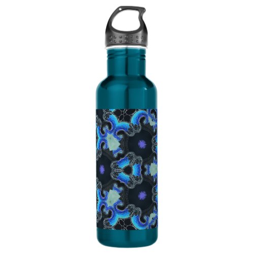Kaleidoscope blueblackpurple design stainless steel water bottle
