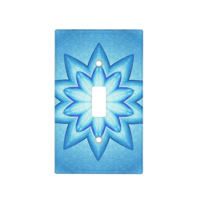 Kaleidoscope Blue Lotus Light Switch Cover (Front)