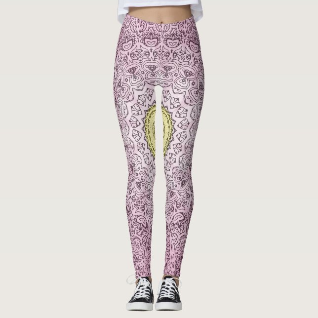 Kaleidoscope Blue Red and Green Leggin Capri Leggings (Front)