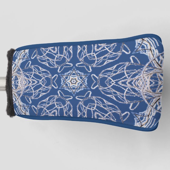 Kaleidoscope Bright Blue, White, Single Star Golf Head Cover (Front)