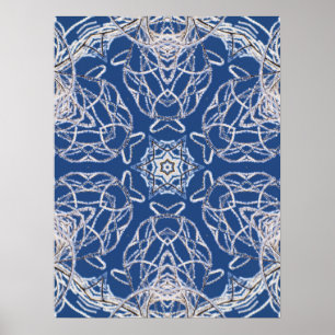 Kaleidoscope Bright Blue, White, Single Star Poster
