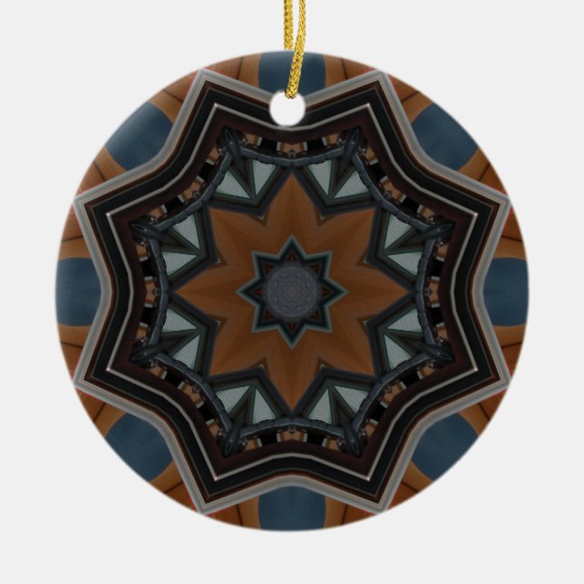 Kaleidoscope brown star ceramic ornament (Front)