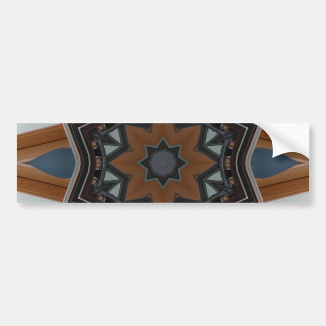 Kaleidoscope Brown Star pattern Bumper Sticker (Front)