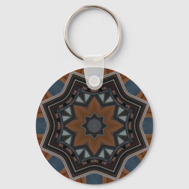 Kaleidoscope Brown Star pattern... Keychain (Front)
