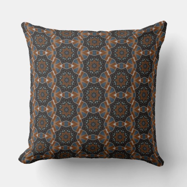 Kaleidoscope Brown Star pattern small HD Throw Pillow (Front)