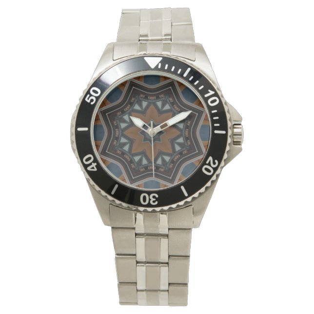 Kaleidoscope Brown Star pattern... Watch (Front)