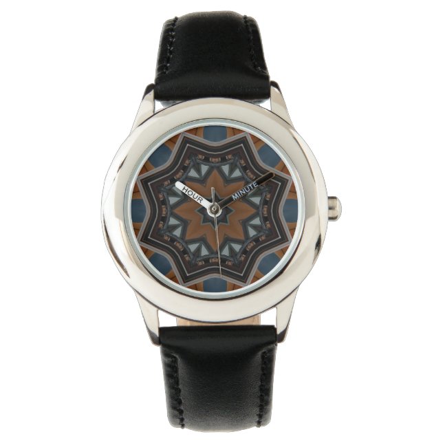 Kaleidoscope Brown Star pattern... Watch (Front)