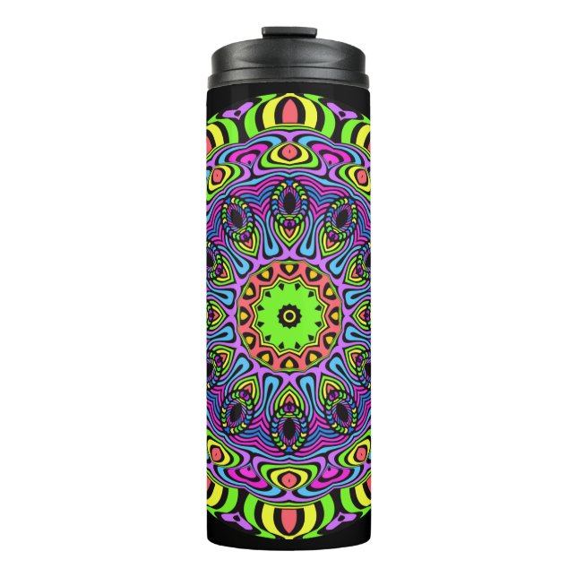 Kaleidoscope Clock Mandala I + your ideas Thermal Tumbler (Front)