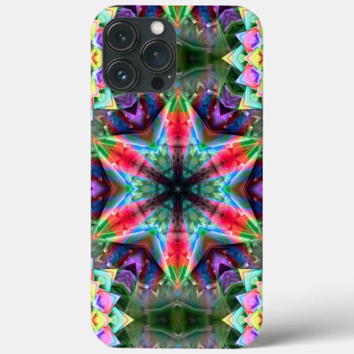 Kaleidoscope colored star sunk in virtual brushed  iPhone 13 pro max case