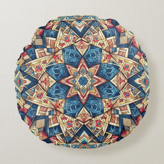 Kaleidoscope Colorful Design Round Pillow (Front)
