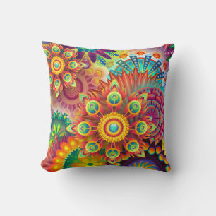 Kaleidoscope colorful Rainbow Throw pillow