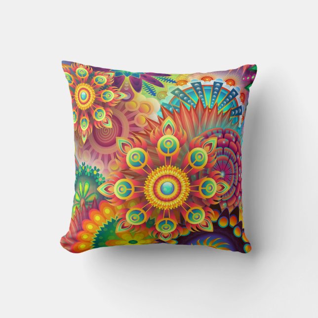 Kaleidoscope colorful Rainbow Throw pillow (Front)