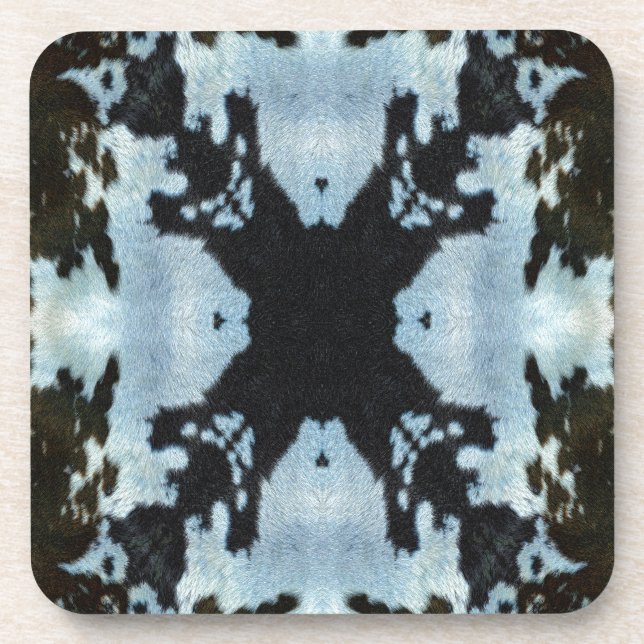 Kaleidoscope cow hide pattern beverage coaster (Front)
