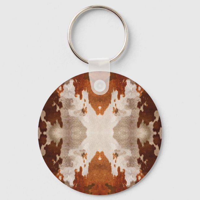 Kaleidoscope Cow Hide Pattern Keychain (Front)