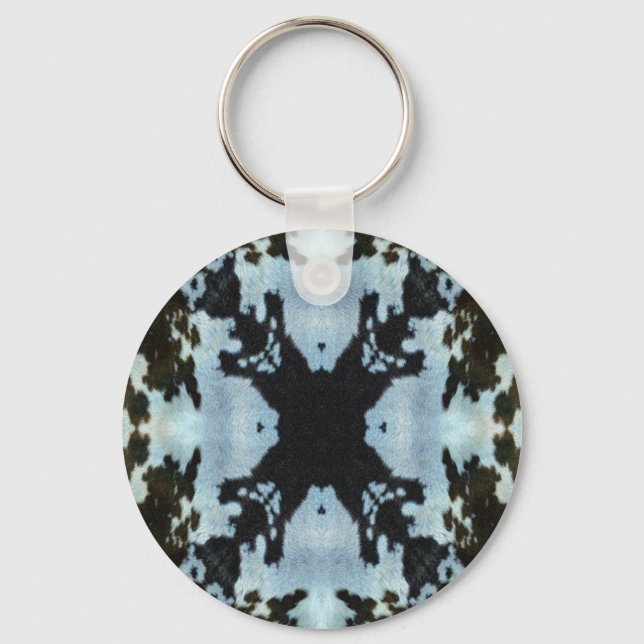 Kaleidoscope cow hide pattern keychain (Front)