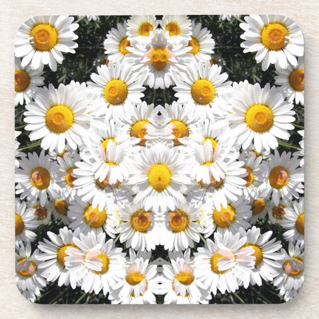 Kaleidoscope Daisies Pattern Drink Coaster (Front)