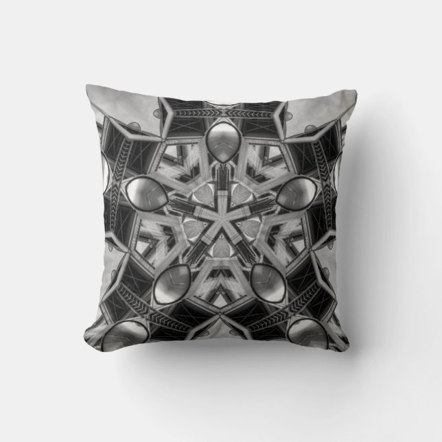 Kaleidoscope Dark Grey Throw Pillow (Front)