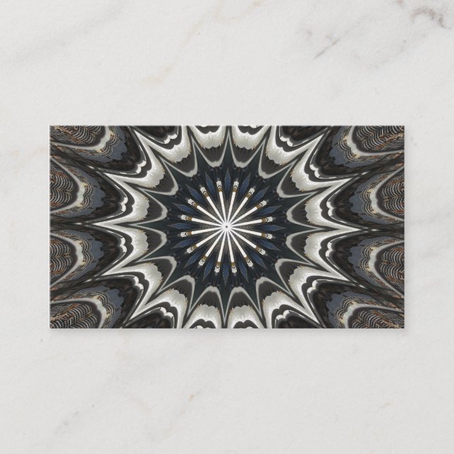 Kaleidoscope Design Black Gray Blue White Art Business Card (Front)