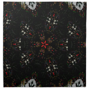 Kaleidoscope Design Black Red Floral Pattern Napkin