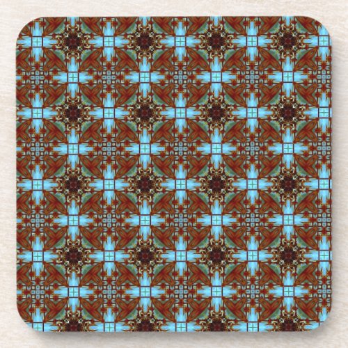 Kaleidoscope Design Blue Brown Coaster