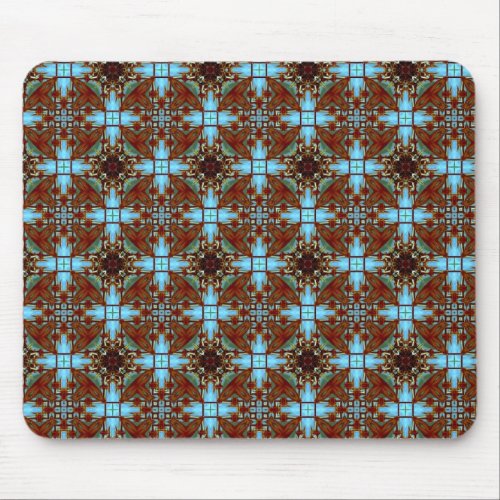 Kaleidoscope Design Blue Brown Mouse Pad