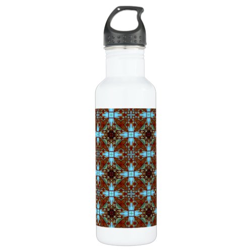 Kaleidoscope Design Blue Brown Water Bottle