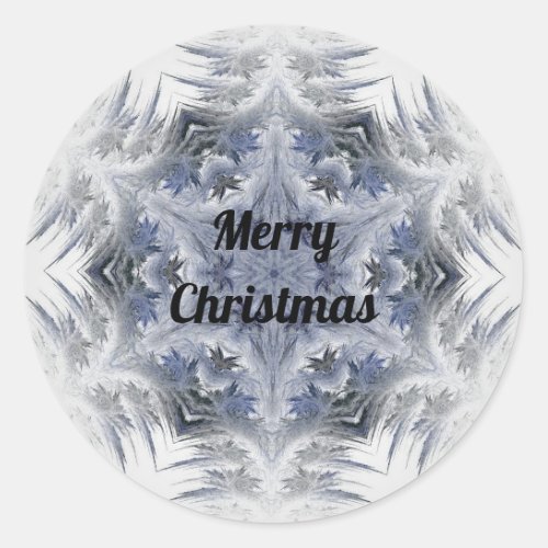 Kaleidoscope Design Blue Snowflake   Classic Round Sticker