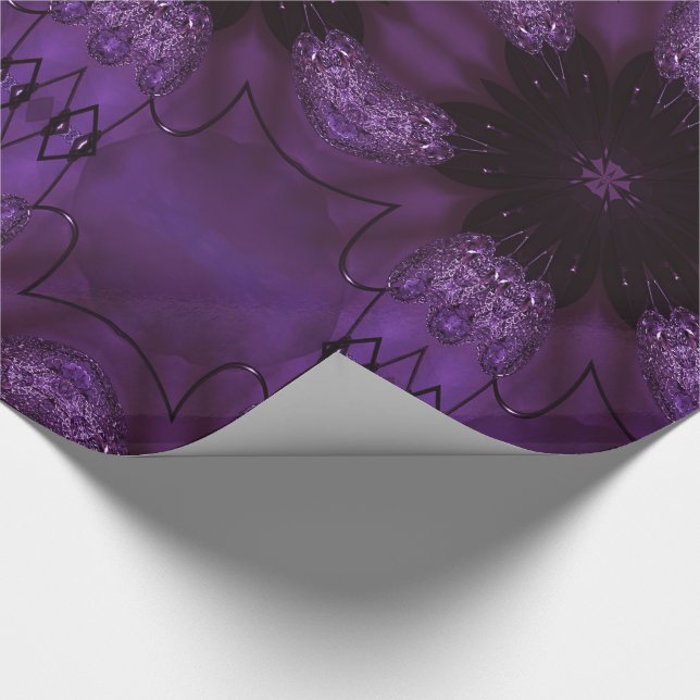 Kaleidoscope Design Chic Elegant Shiny Purple Wrapping Paper (Corner)