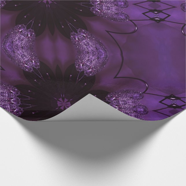 Kaleidoscope Design Chic Elegant Shiny Purple Wrapping Paper (Corner)
