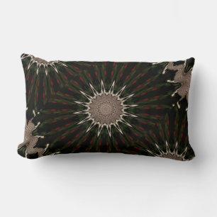 Kaleidoscope Design Dark Green Red Brown Lumbar Pillow
