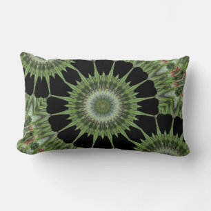 Kaleidoscope Design Green Black Lumbar Pillow