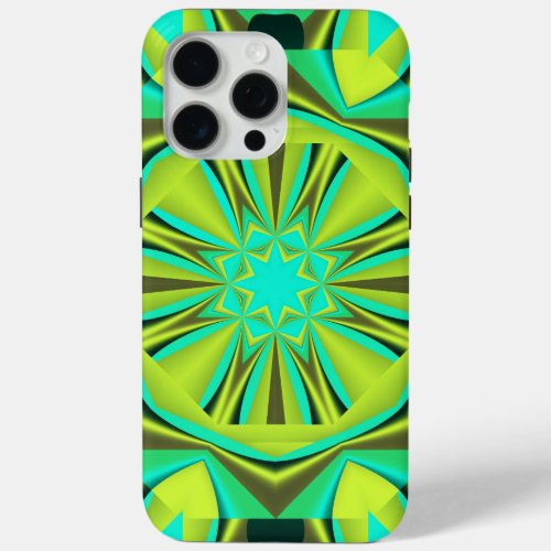 Kaleidoscope design in gold ocean blue  Yellow iPhone 15 Pro Max Case
