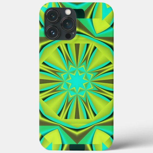 Kaleidoscope design in gold ocean blue  Yellow iPhone 13 Pro Max Case