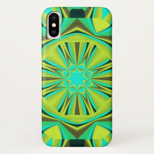 Kaleidoscope design in gold ocean blue  Yellow iPhone X Case