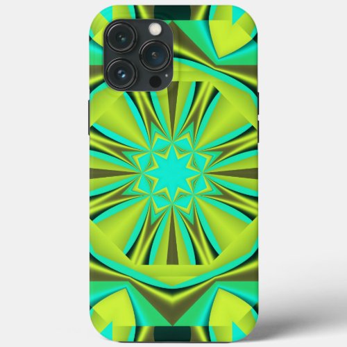 Kaleidoscope design in gold ocean blue  Yellow iPhone 13 Pro Max Case