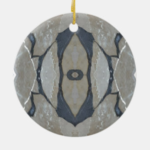 Kaleidoscope Design Light and Dark Gray Pattern Ceramic Ornament