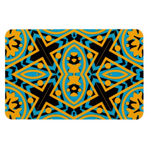 Kaleidoscope Design Light Blue Gold Black Magnet