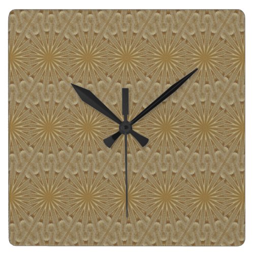 Kaleidoscope Design Light Brown Rustic Floral Square Wall Clock