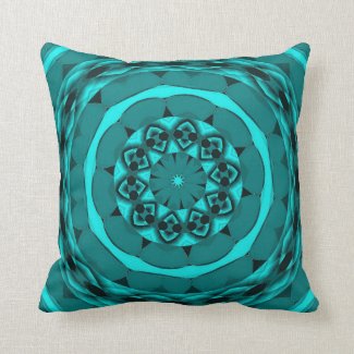 Kaleidoscope-Designed Pillow in Teal