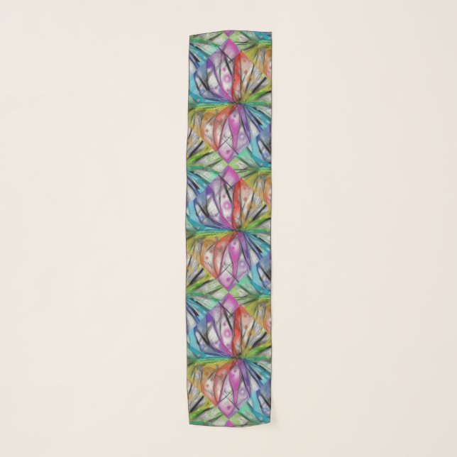 KALEIDOSCOPE DRAGONFLY Abstract Art Design Scarf (Front)