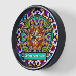 Kaleidoscope Effect Mosaic Tile 3D Look - Add Text Clock