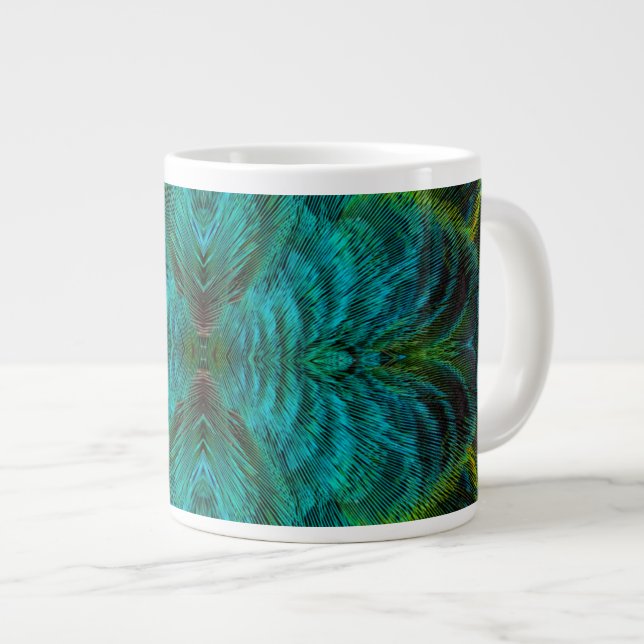 Kaleidoscope Feather Design Giant Coffee Mug (Front Right)