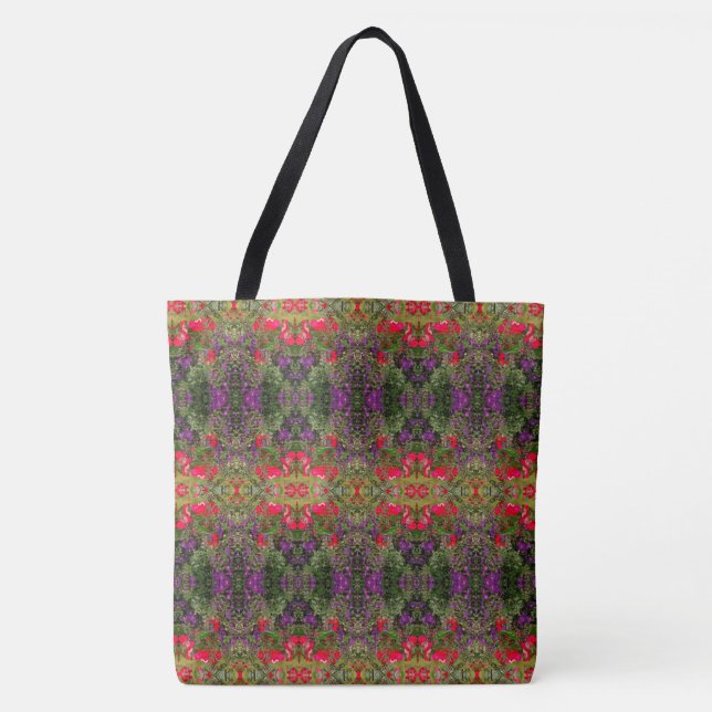 Kaleidoscope Flower Pattern 4 LARGE Tote Bag (Front)