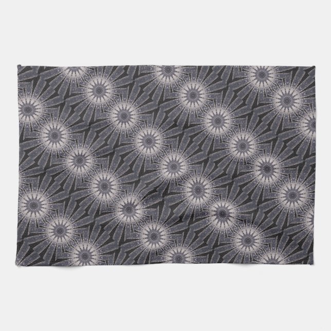 Kaleidoscope Flower Shades of Blue and Grey Towel (Horizontal)