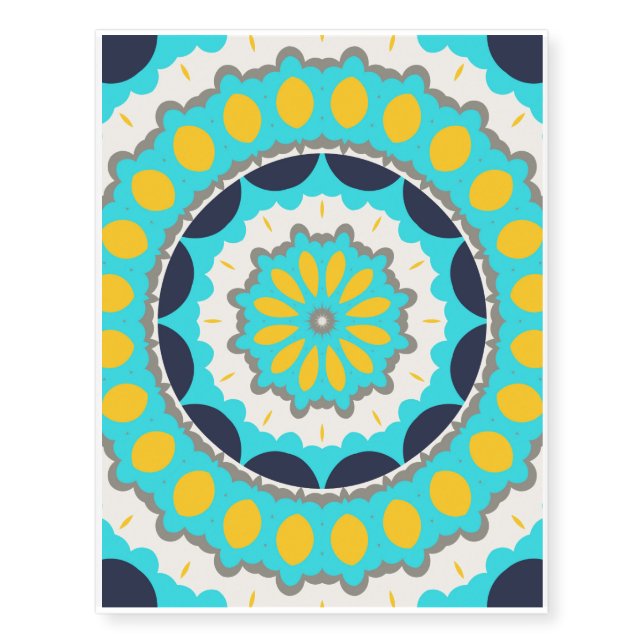 Kaleidoscope flower temporary tattoos (Front)