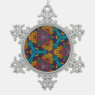 Kaleidoscope flowers pewter ornament