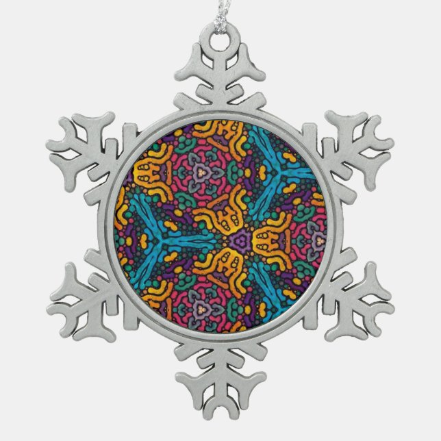 Kaleidoscope flowers pewter ornament (Front)