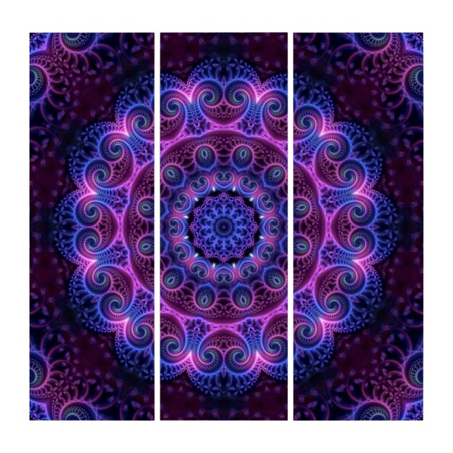Kaleidoscope Fractal - Hearts Mandala + your ideas Triptych (Front)